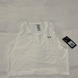 TLF Tempo Ultra-Light Racerback Workout Crop Top - White